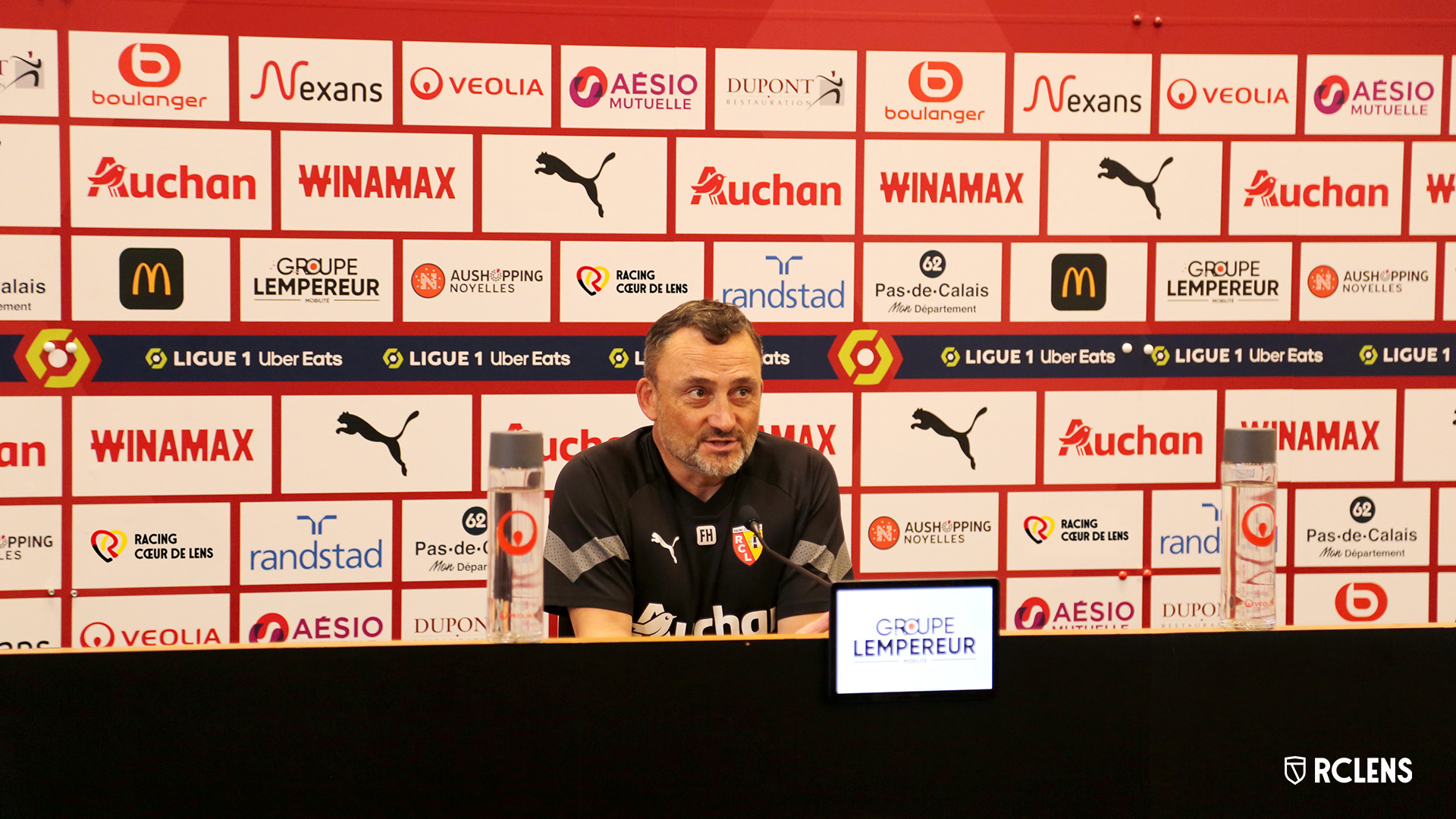 Avant RC Lens-FC Nantes Conférence de presse Franck Haise Kevin Danso