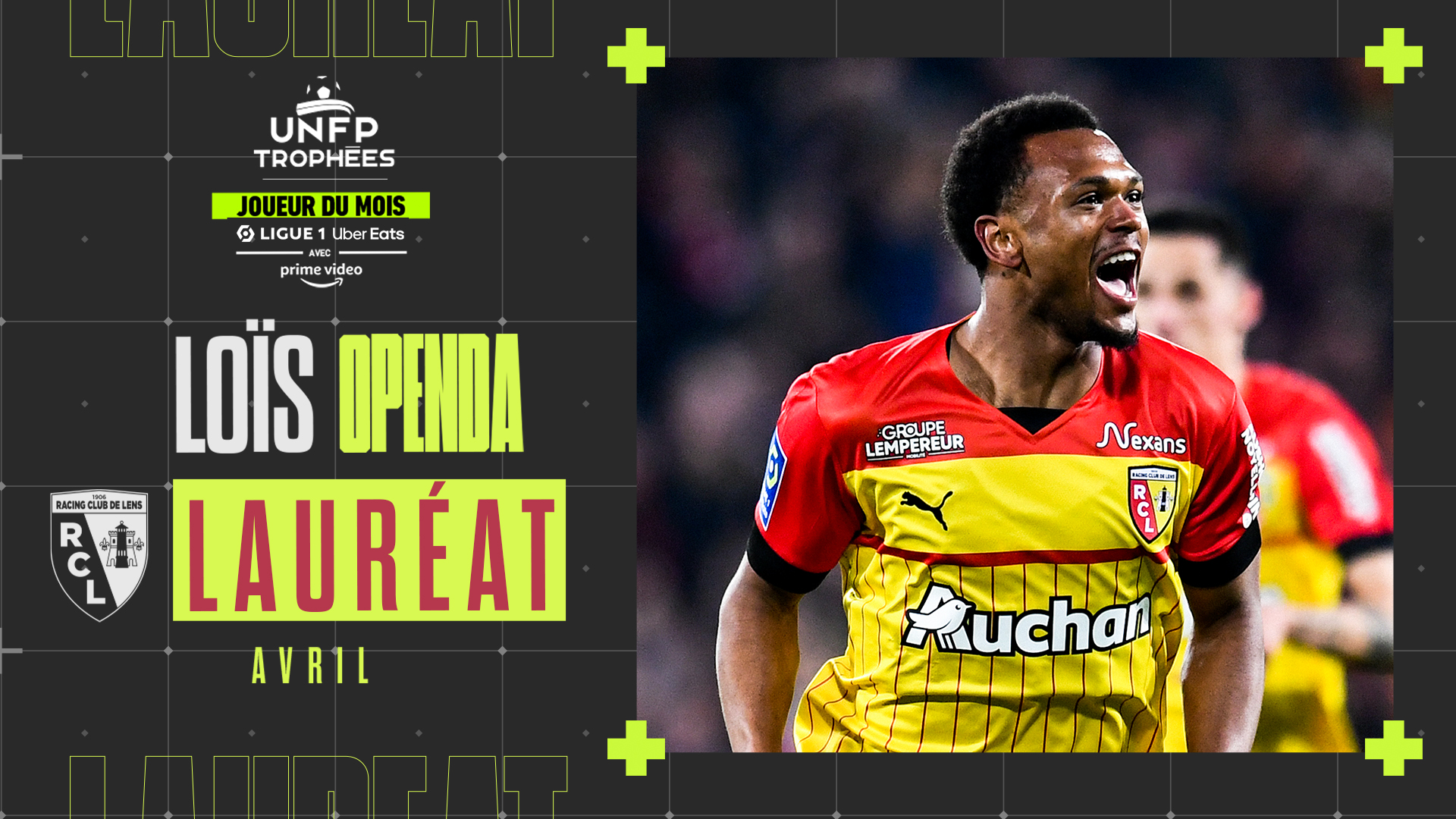 Loïs Openda trophées UNFP avril RC Lens Loïs Openda trophées UNFP avril RC Lens