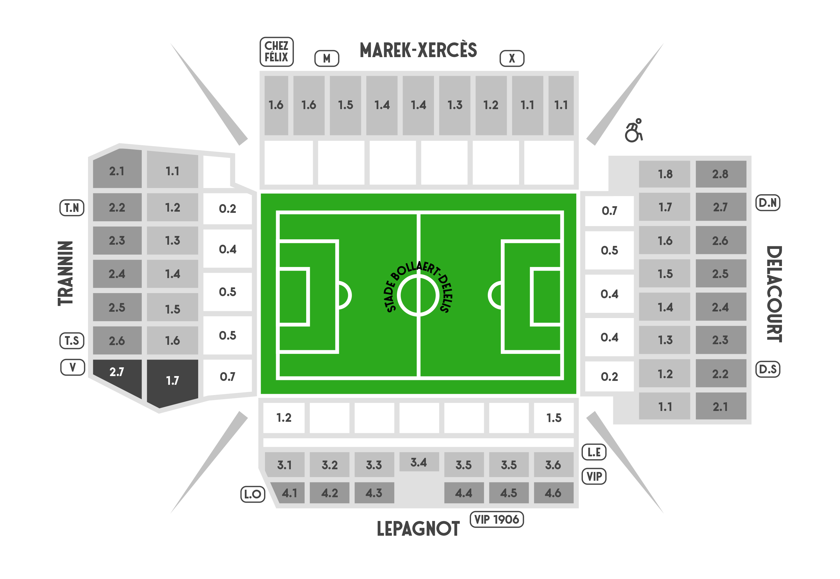 Plan tribunes stade Bollaert-Delelis RC Lens Plan tribunes stade Bollaert-Delelis RC Lens