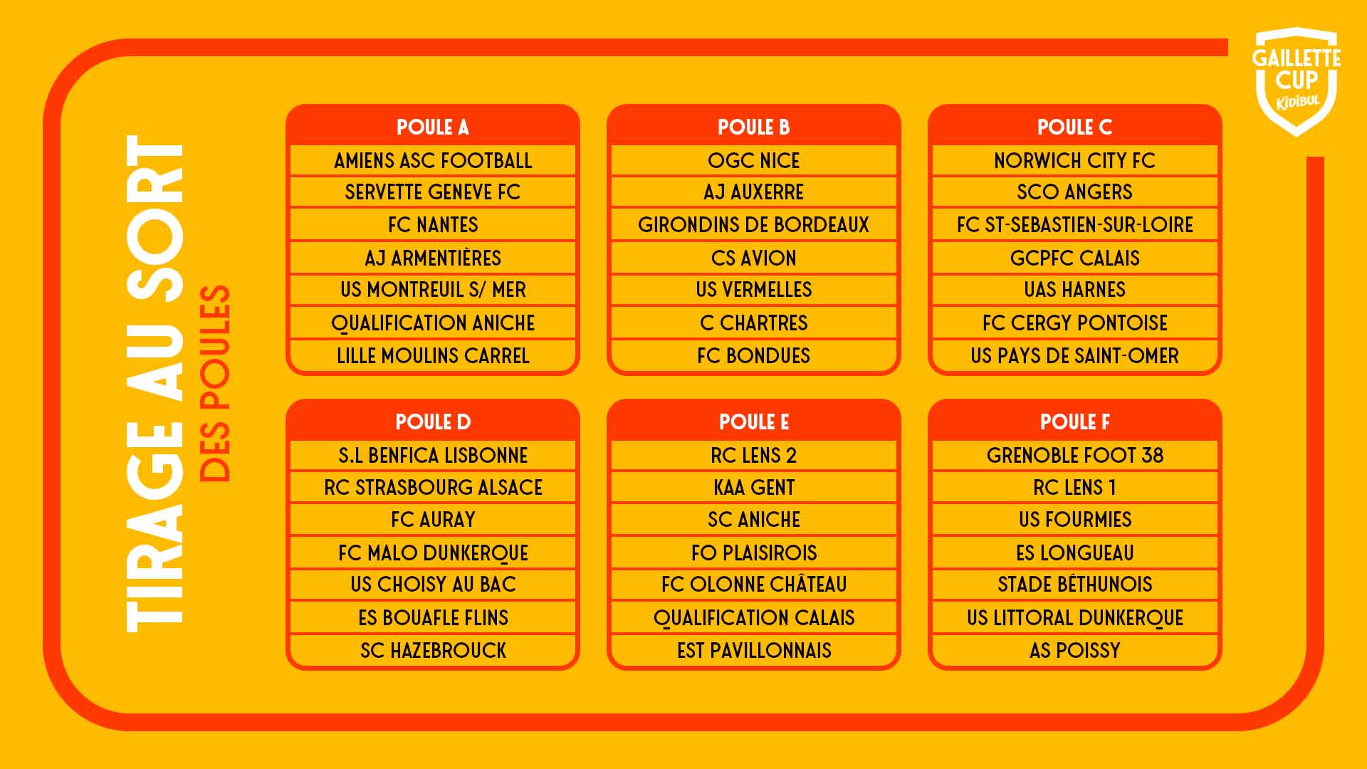 Tirage Gaillette Cup U10 2023 Tirage Gaillette Cup U10 2023